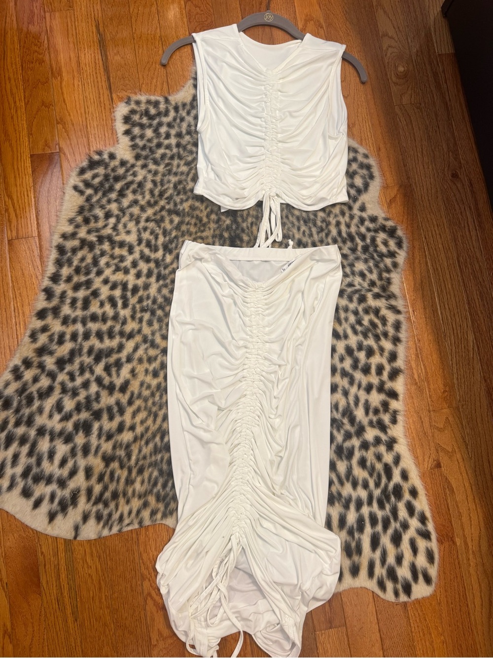 Missguided White Ruched Crop Top and Skirt Set